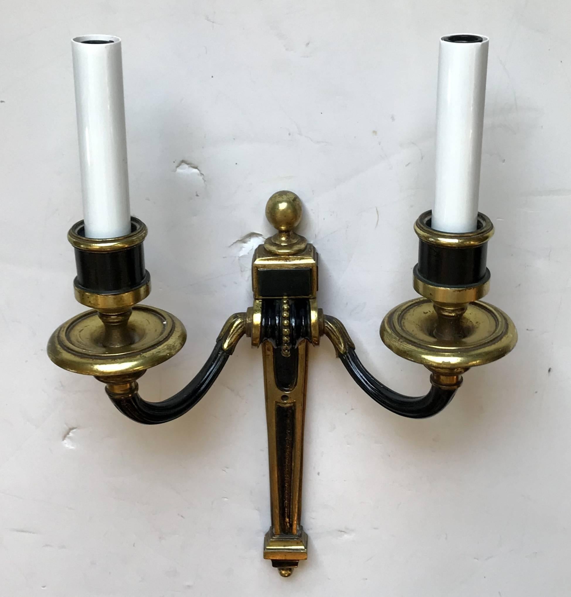 Wonderful Pair of Caldwell Bronze Patinated Regency Neoclassical Empire Sconces For Sale 2