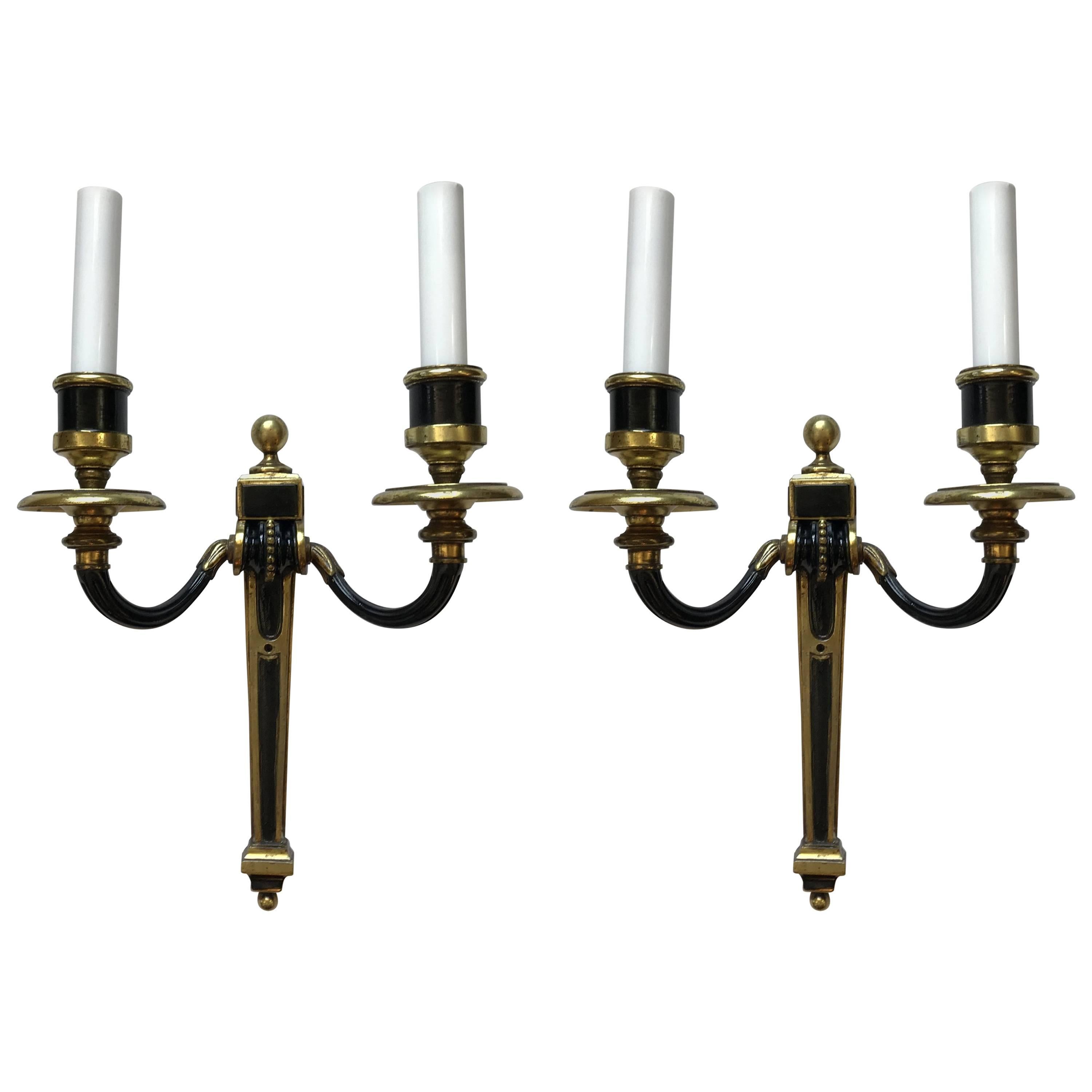 Wonderful Pair of Caldwell Bronze Patinated Regency Neoclassical Empire Sconces
