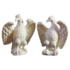 Vintage Wonderful Pair of Classic Eagles Cast Concrete