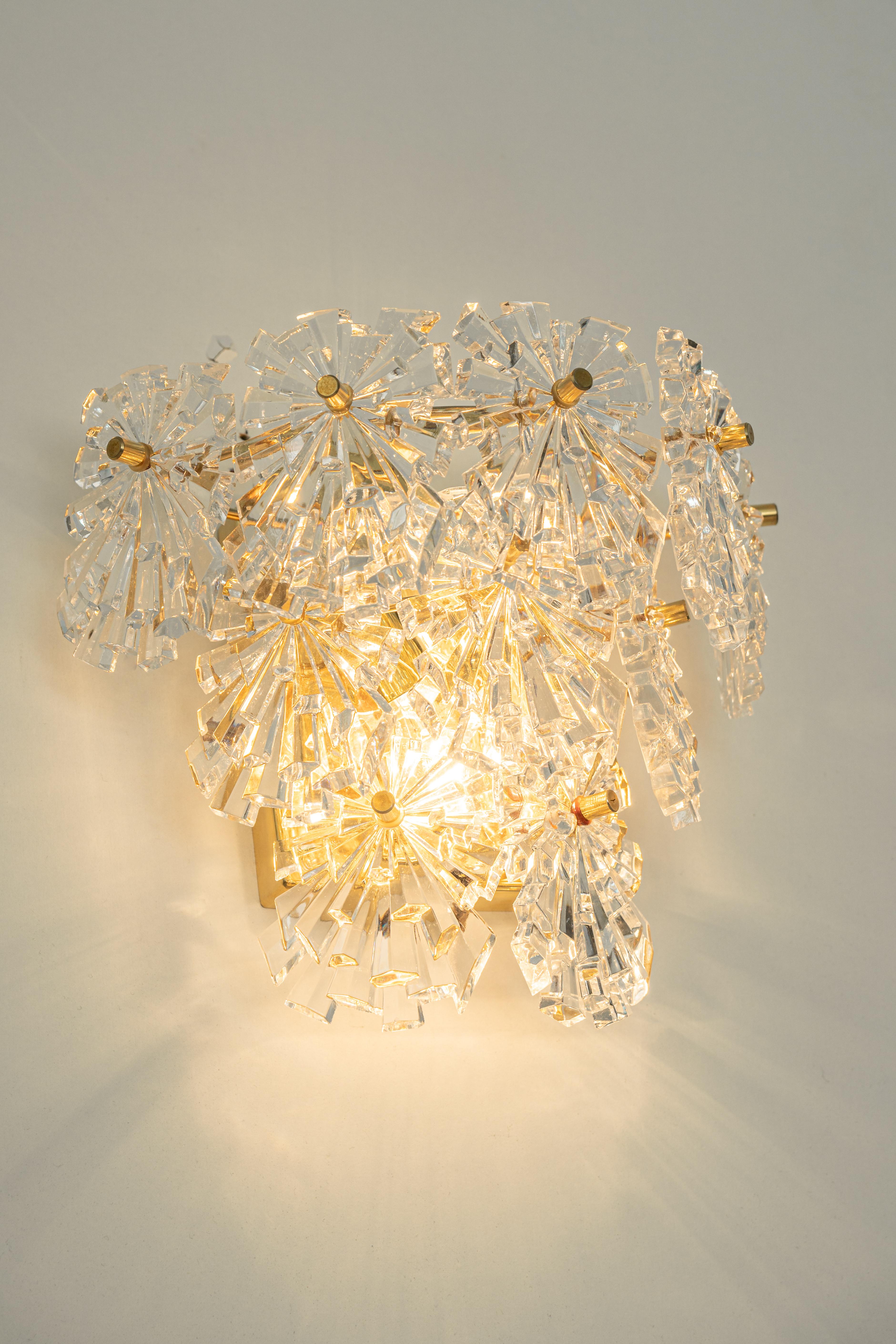 Wonderful Pair of Crystal Sconces by Kinkeldey, Germany, 1970s For Sale 4