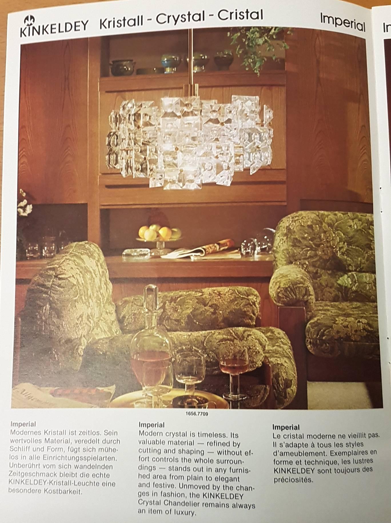 Wunderschönes Paar Kristall-Wandleuchter von Kinkeldey, Deutschland, 1970er Jahre (Messing) im Angebot