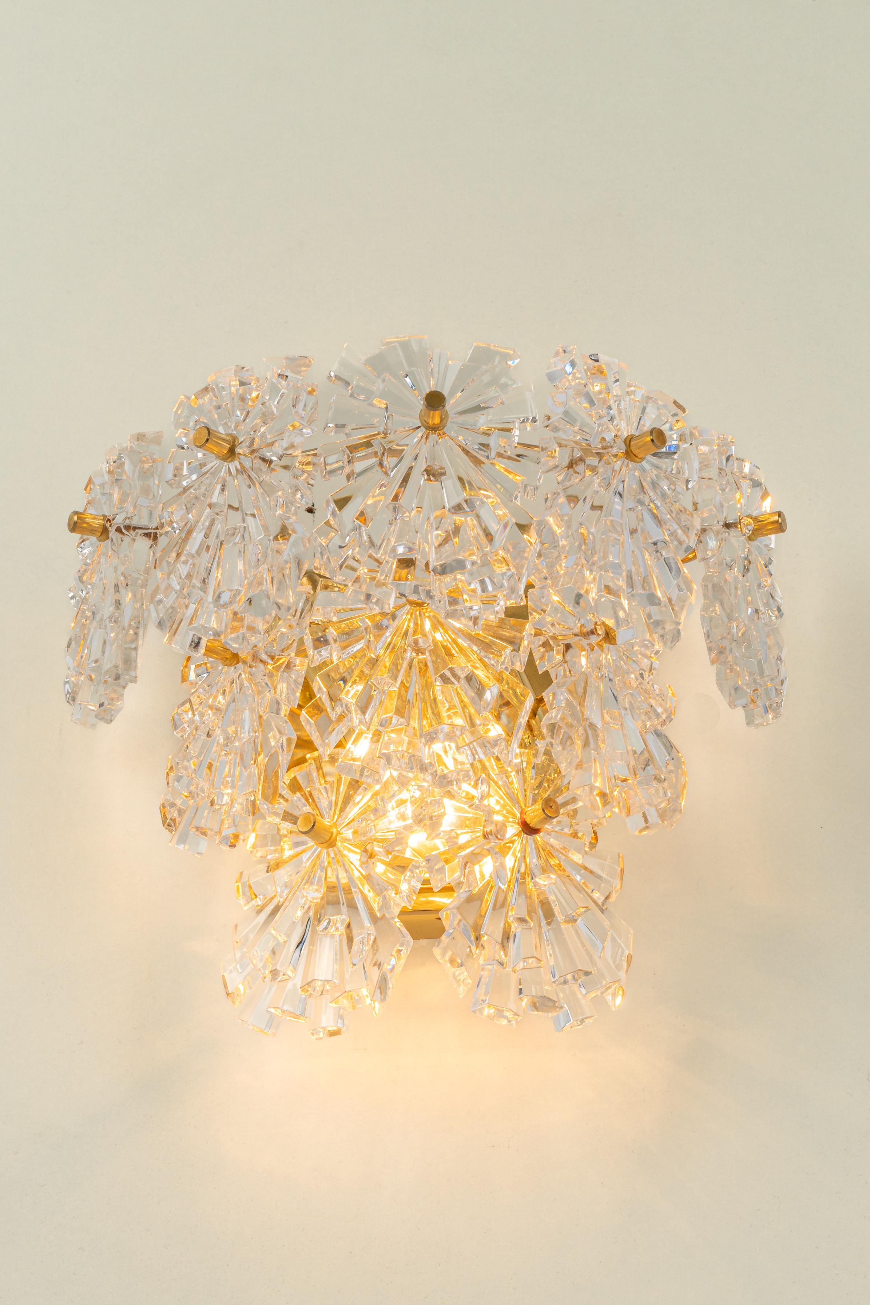 Wonderful Pair of Crystal Sconces by Kinkeldey, Germany, 1970s For Sale 1