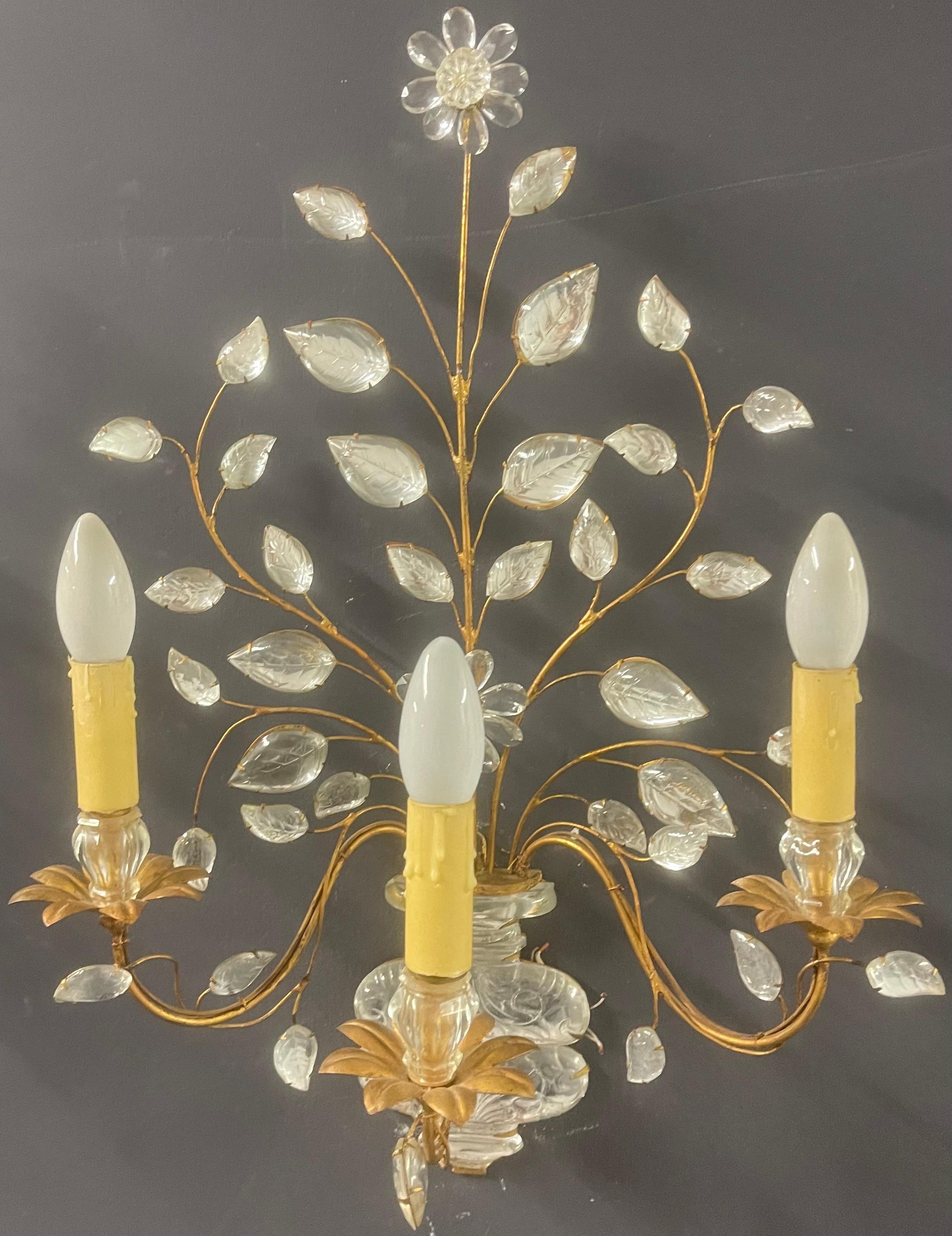 Gilt wonderful pair of elegant maison bagues wall sconces
