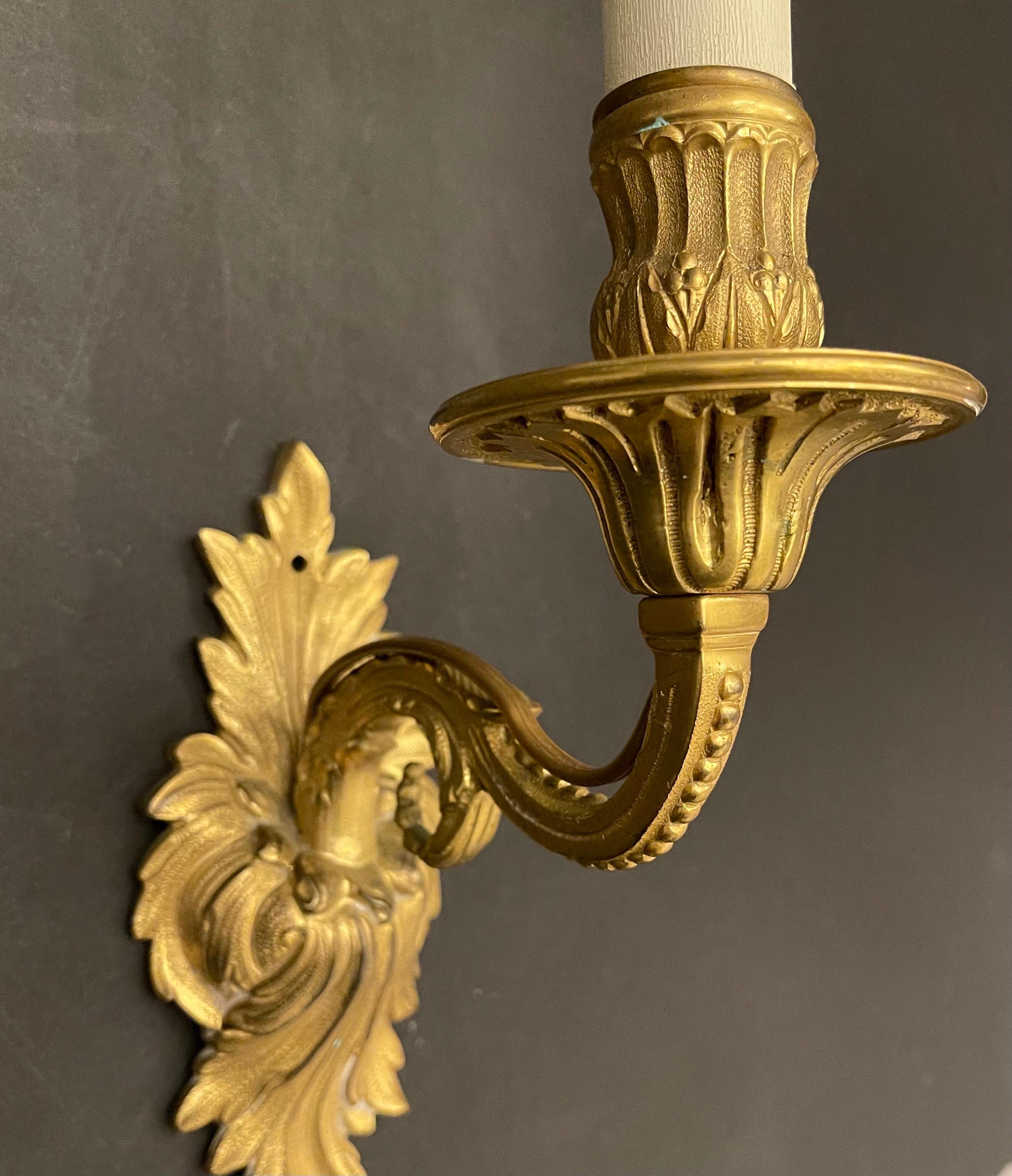 Wonderful Pair of French Doré Bronze Rococo Single Candelabrum Arm Sconces 3