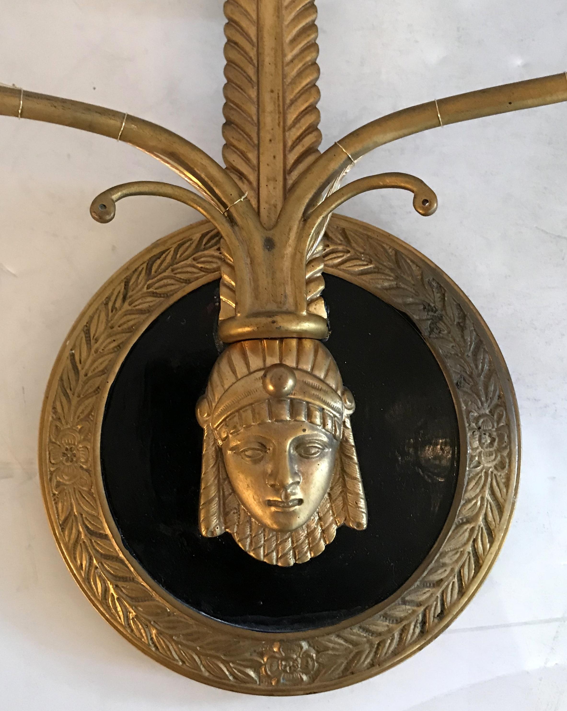 20th Century Wonderful Pair of French Empire Gilt and Patinated Bronze Medusa Figure Sconces