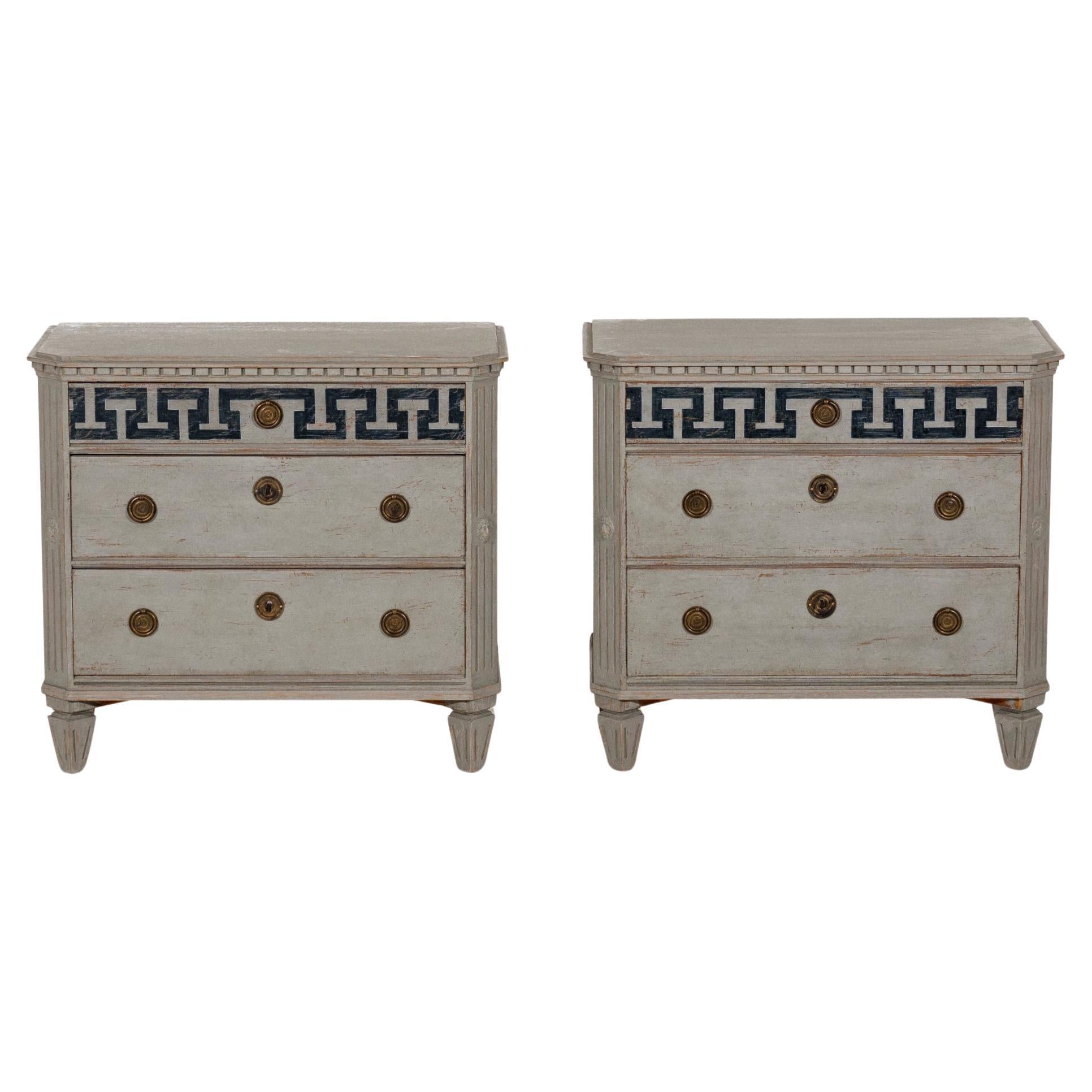 Wonderful pair of Gustavian style chests, circa 100 years old.