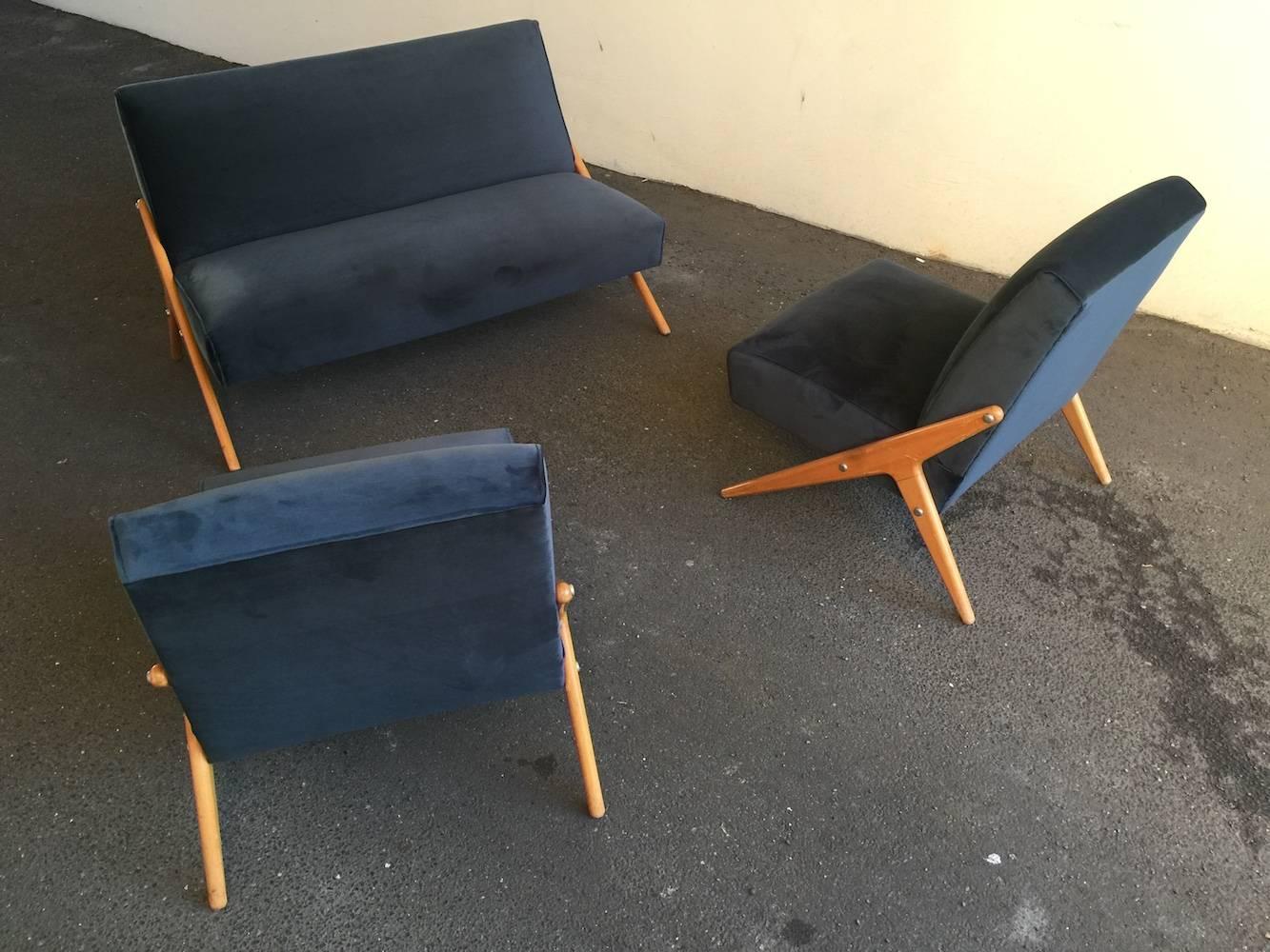 Mid-20th Century Wonderful Pair of Italian Lounge Chairs Attributed to Mario Gottardi For Sale