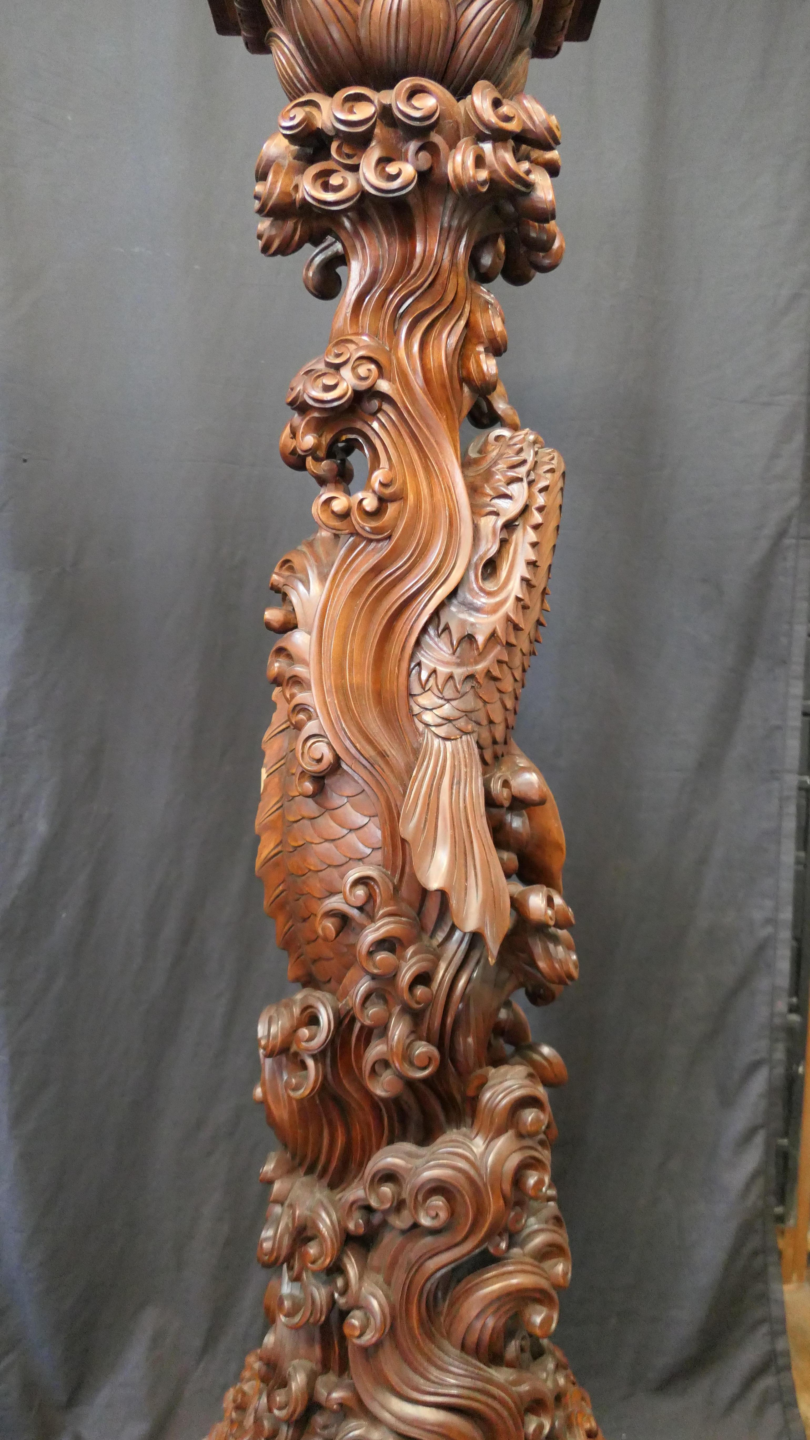 Wonderful Pair of Japanese Large Wood Pedestals 10