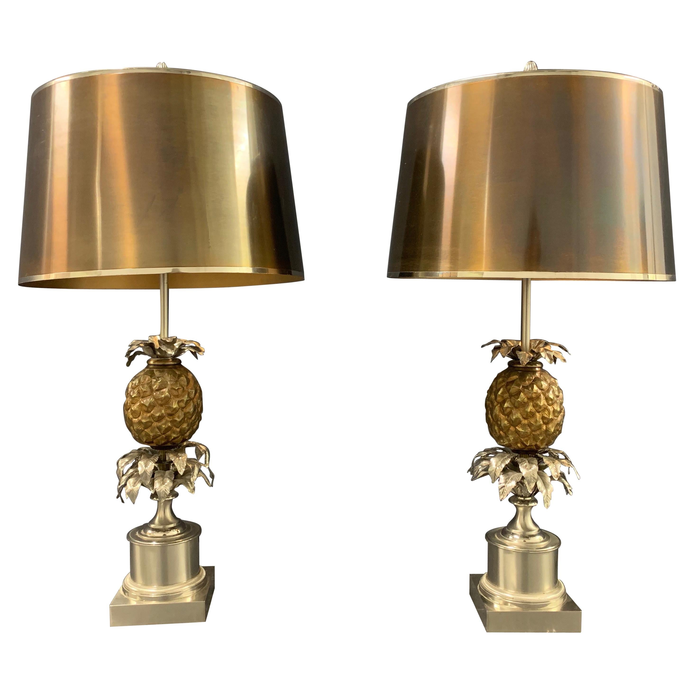 Wonderful Pair of Maison Charles Pineapple Table Lamps