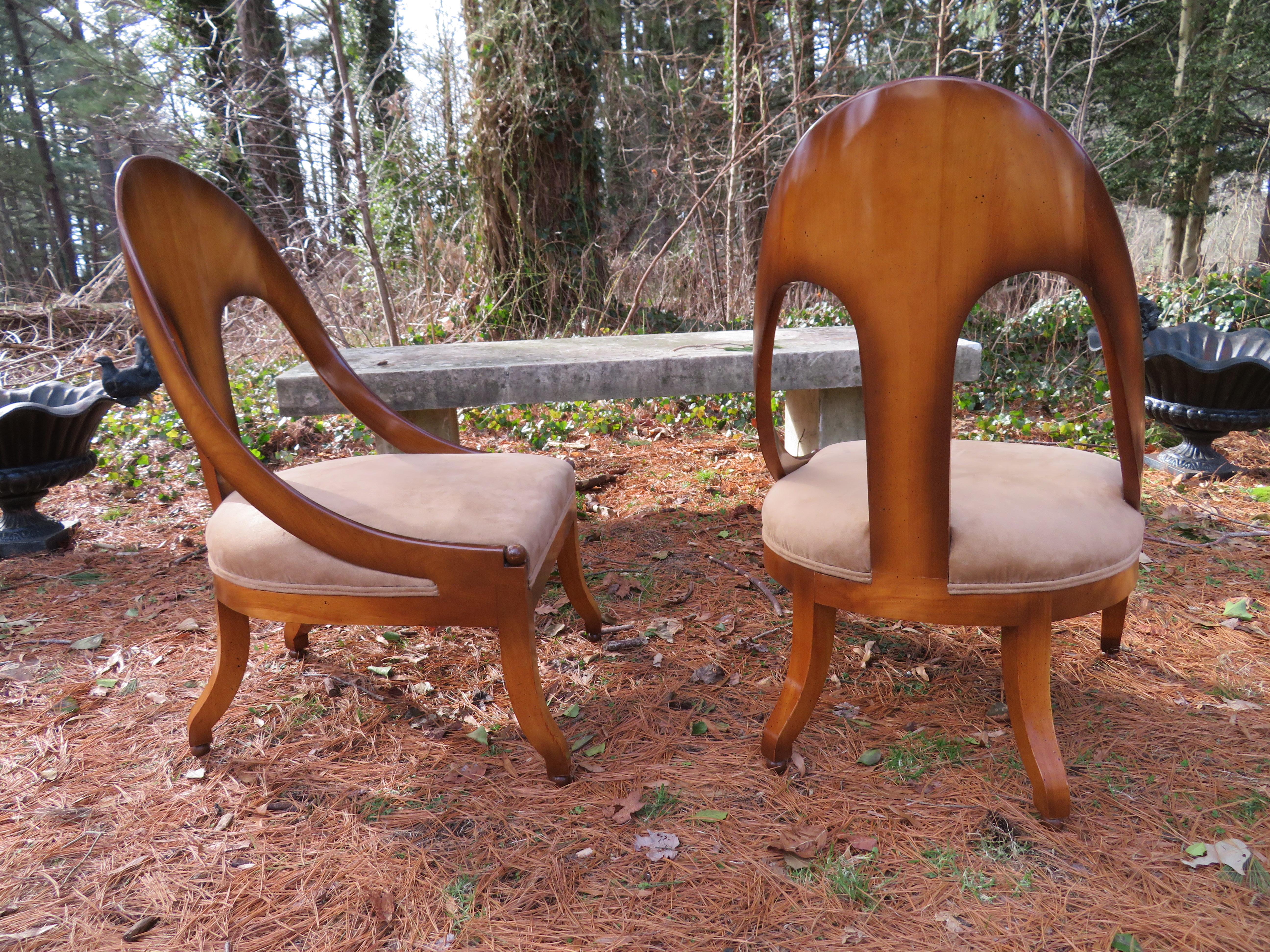 Wonderful Pair of Michael Taylor for Baker Spoon Back Neoclassical Chairs 9