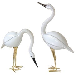 Wonderful Pair of Murano Birds by Luigi Mellara