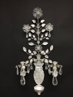 Wonderful Pair of Rock Crystal Silver Jansen Sconces