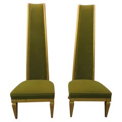 Meravigliosa coppia di sedie da salotto con schienale super alto Hollywood Regency