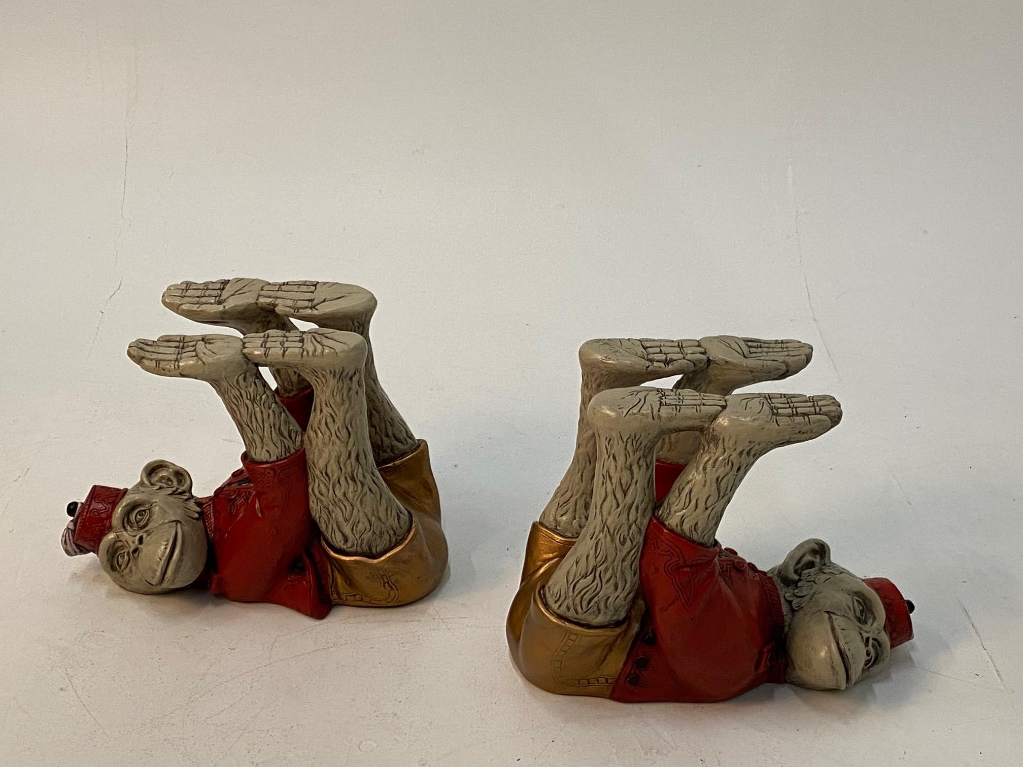 Wonderful Pair of Whimsical Monkey Motife End Tables Coffee Table For Sale 6