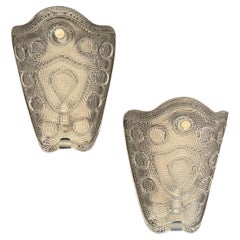 Wonderful Pair Orrefors Crystal Art Glass Nickel Sconces Carl Fagerlund Sweden
