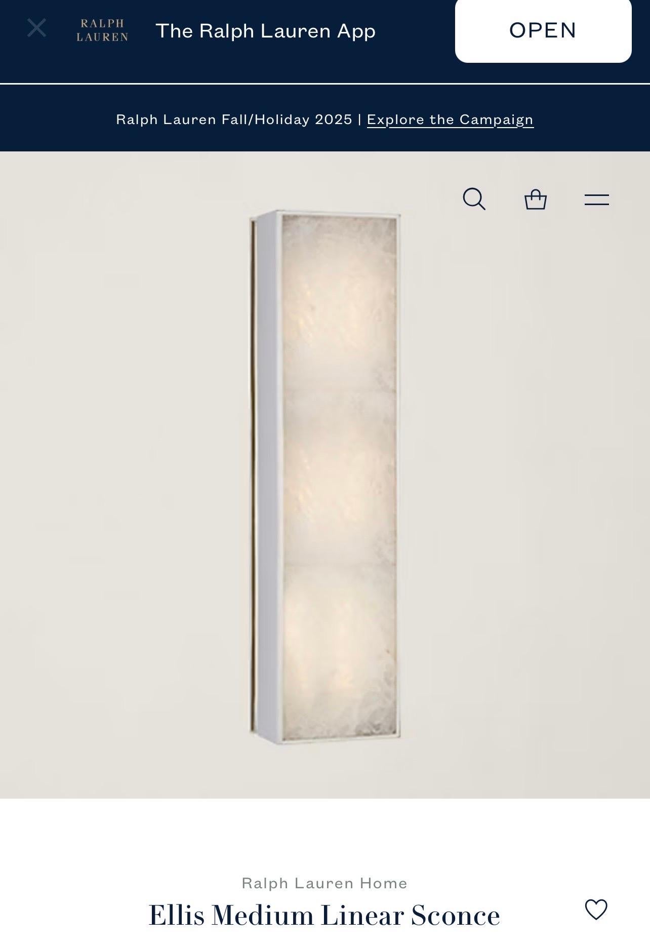 A Wonderful Pair Of Ralph Lauren Ellis Medium Linear Polished Nickel With Quartz Panel Sconces