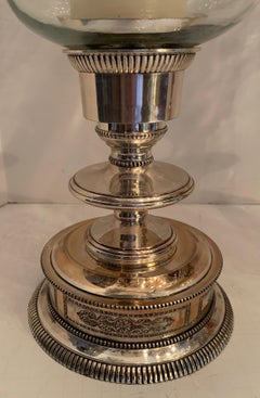 Wonderful Pair of Sheffield Silver Plate Photophere Hurricane Glass Cardholders