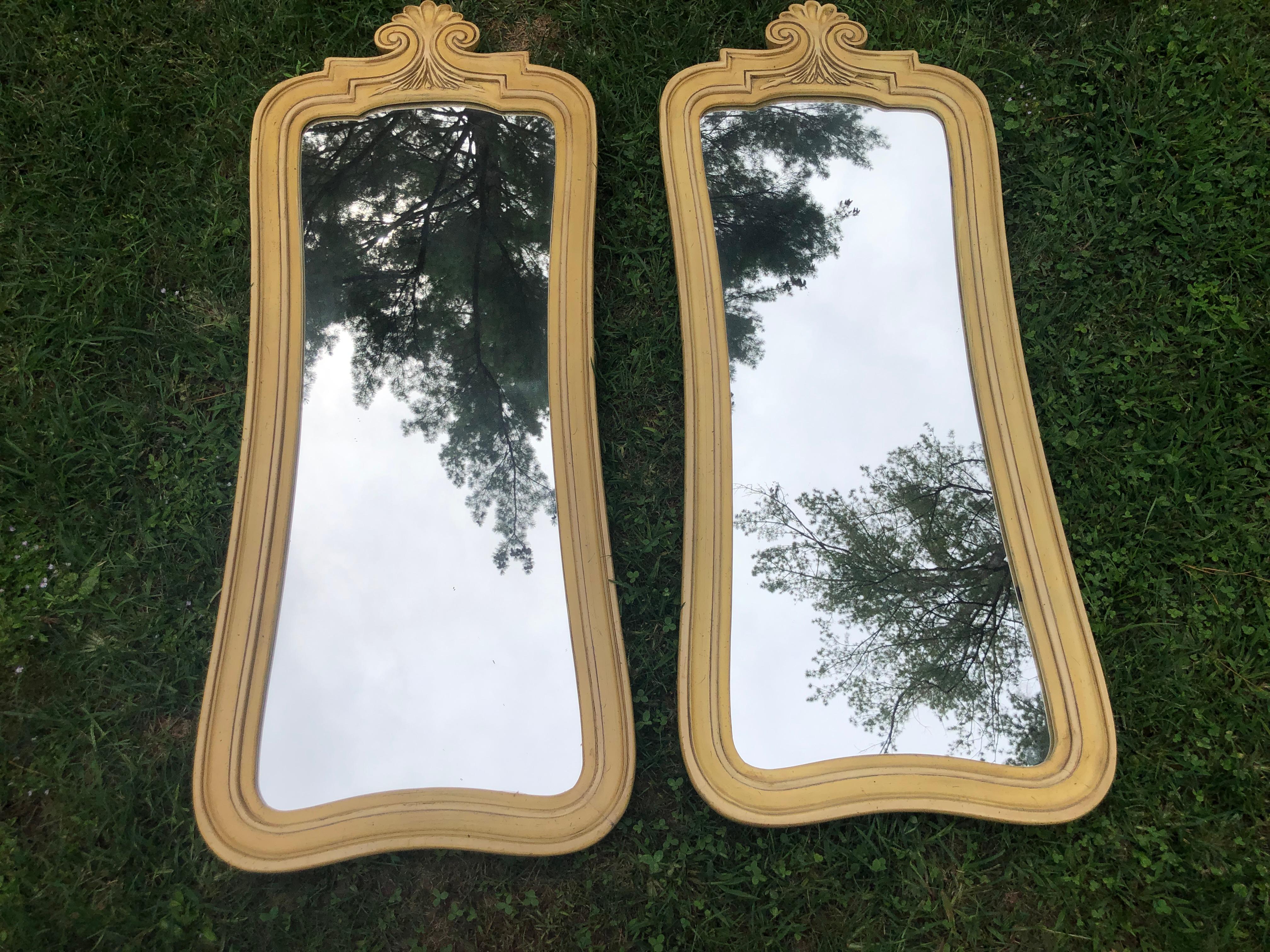 Wonderful Pair Tall French Provincial Wall Mirrors Hollywood Regency For Sale 5