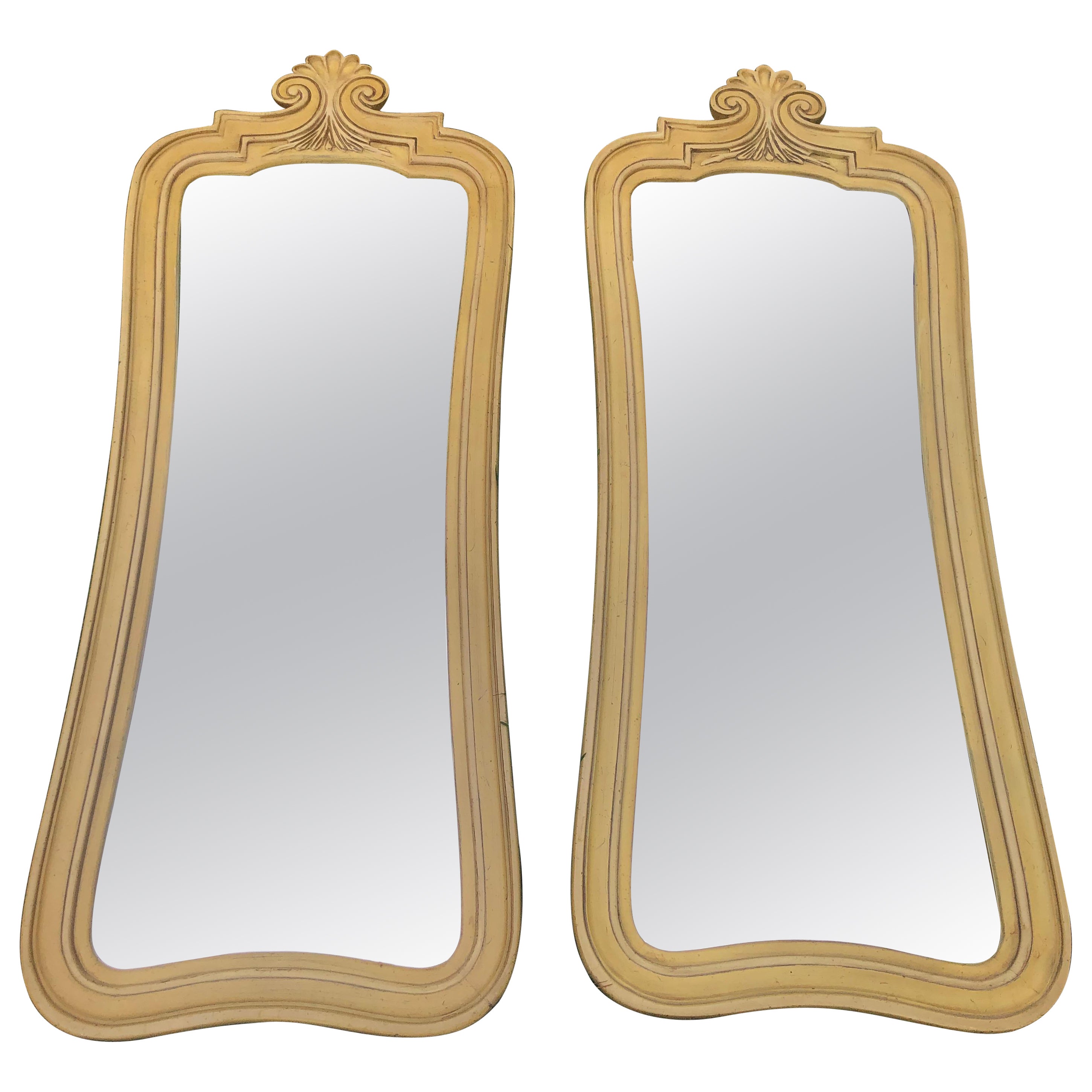 Wonderful Pair Tall French Provincial Wall Mirrors Hollywood Regency