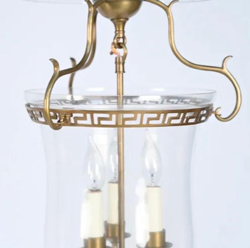 Neoclassical Wonderful Pair Vaughan Bell Jar Glass Brass Pendant Light Lantern Fixtures