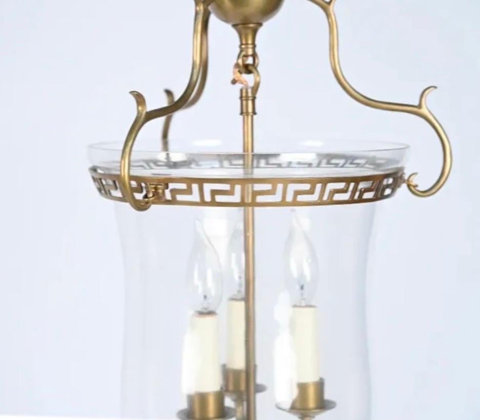 20th Century Wonderful Pair Vaughan Bell Jar Glass Brass Pendant Light Lantern Fixtures