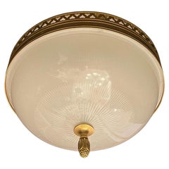 Wonderful Vaughan Brass Star Etched Glass Flush Mount Ceiling Pair Fixtures