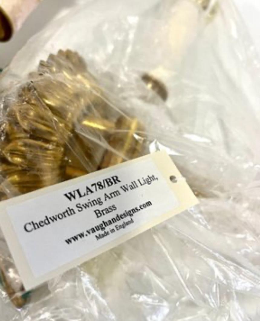 20th Century Wonderful Pair Vaughan Chedworth Swing Arm Solid Brass Wall Light Sconces For Sale