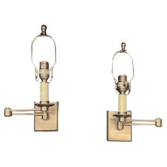 Wonderful Pair Vaughan Designs Preston Nickel Swing Arm Sconces Wall Lamps