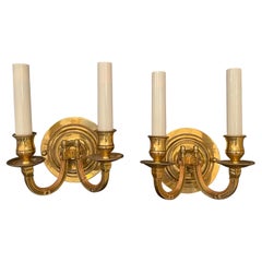Wonderful Pair Vaughan French Empire Neoclassical Bronze Urn Finial Sconces