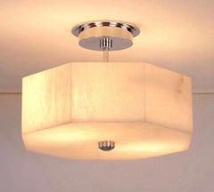 Merveilleuse paire de plafonniers semi-affleurants en nickel albâtre Vaughan Oakley