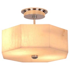 Maravilloso Par Vaughan Oakley Níquel Alabastro Semi Flush Plafones de Techo