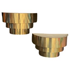 Meravigliosa coppia di lampade a cascata in ottone vintage del Mid Century Modern Art Deco