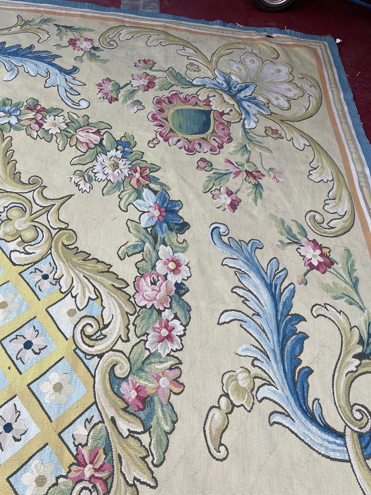 Wonderful palace size oversized antique French Aubusson rug carpet For Sale 4