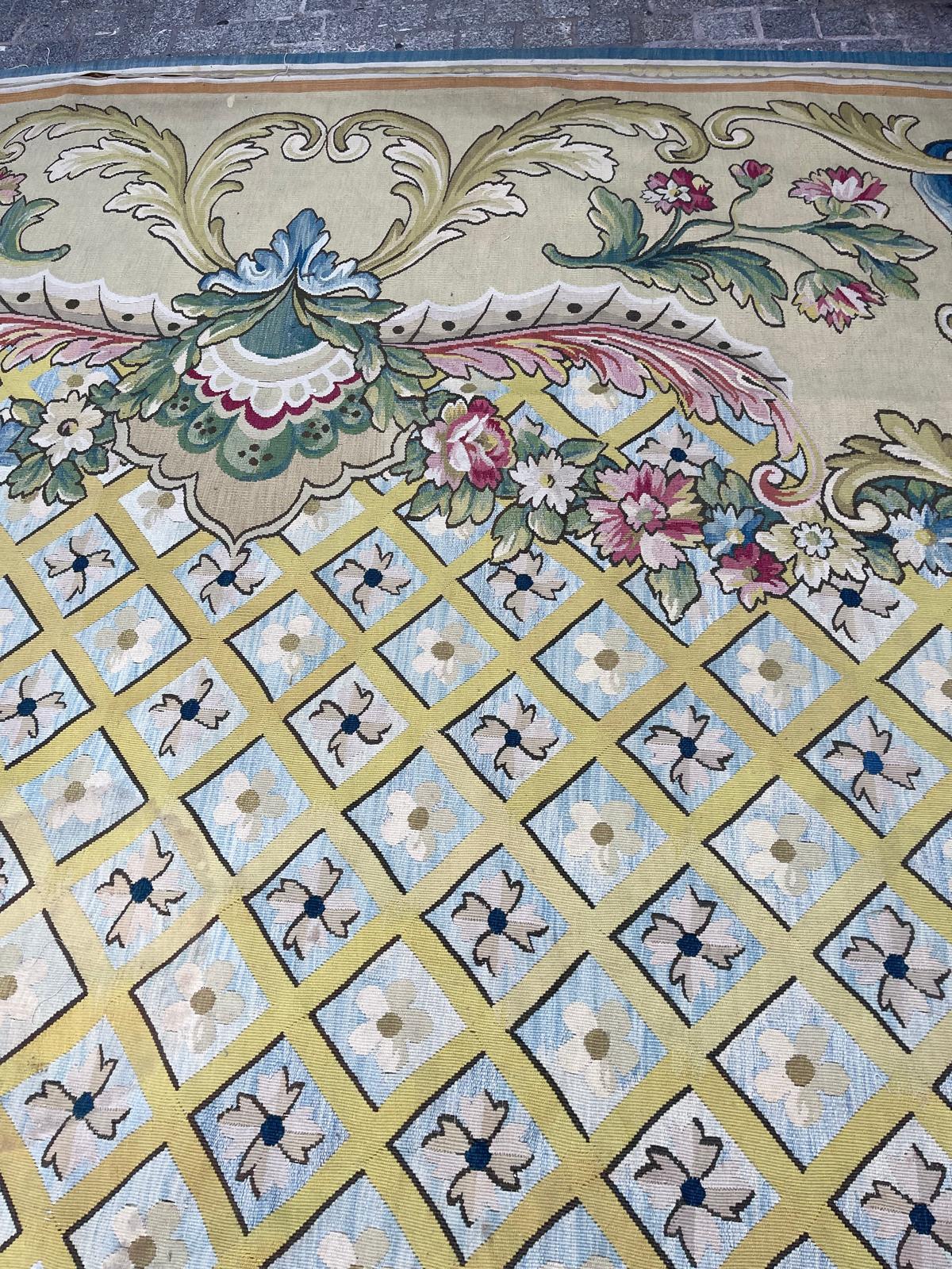 Wonderful palace size oversized antique French Aubusson rug carpet For Sale 5