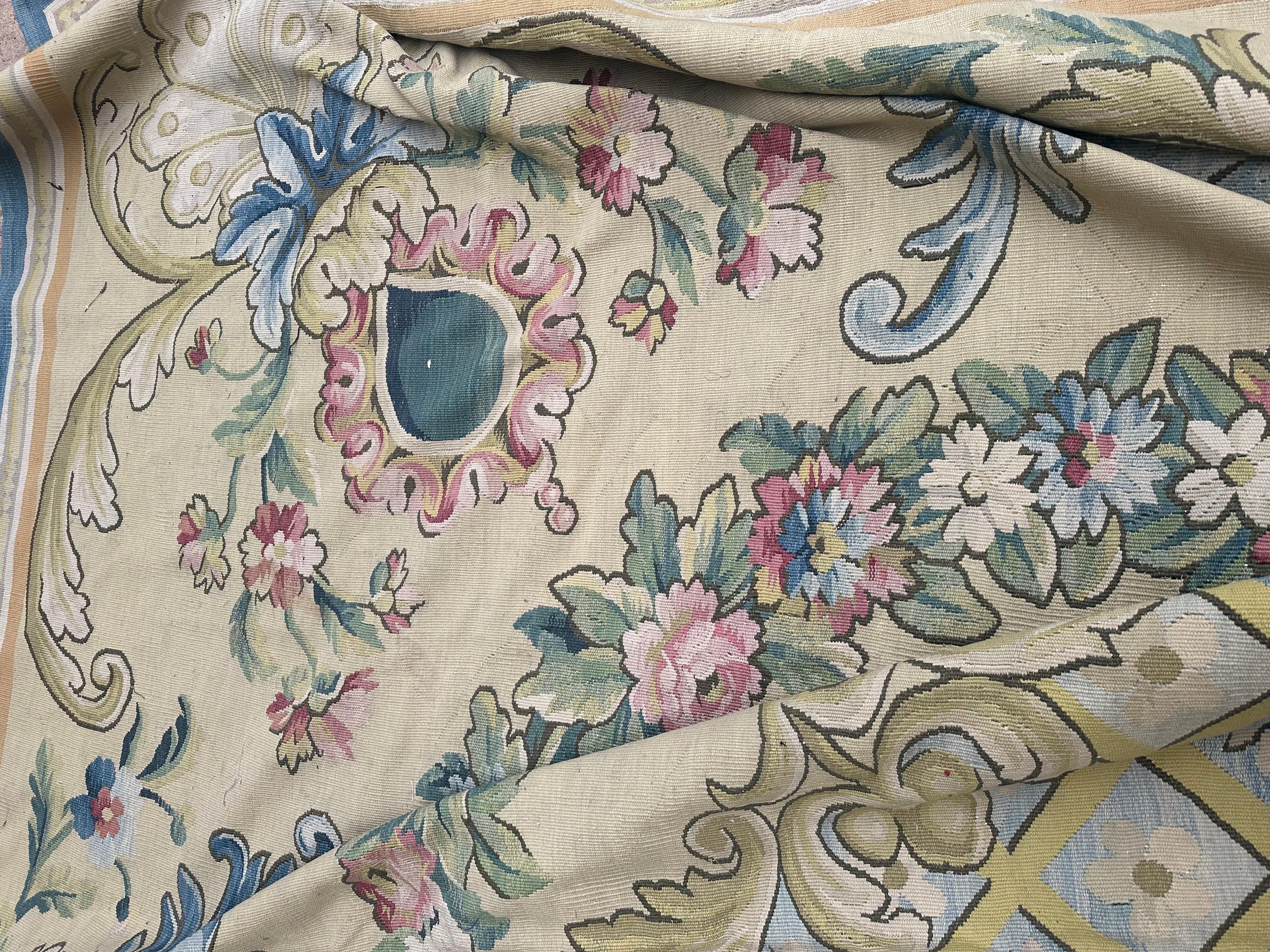 Wonderful palace size oversized antique French Aubusson rug carpet For Sale 13