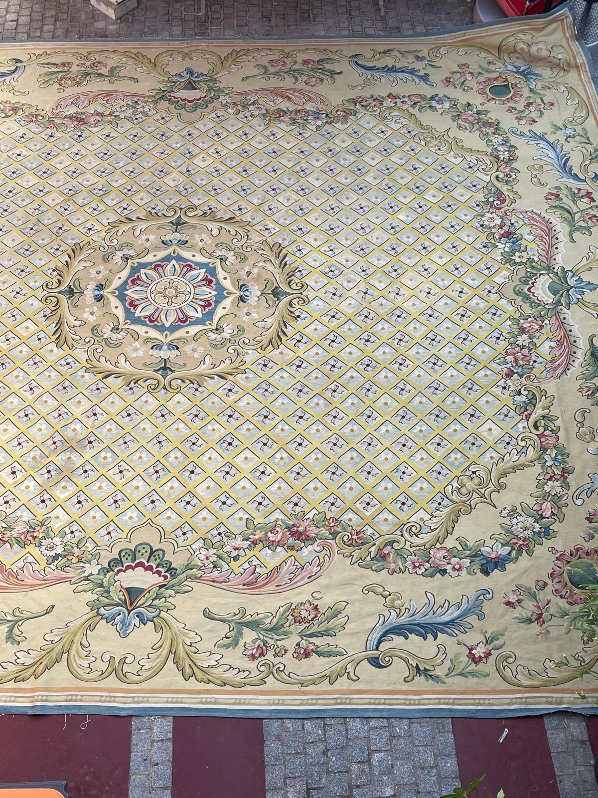 Louis XVI Wonderful palace size oversized antique French Aubusson rug carpet For Sale