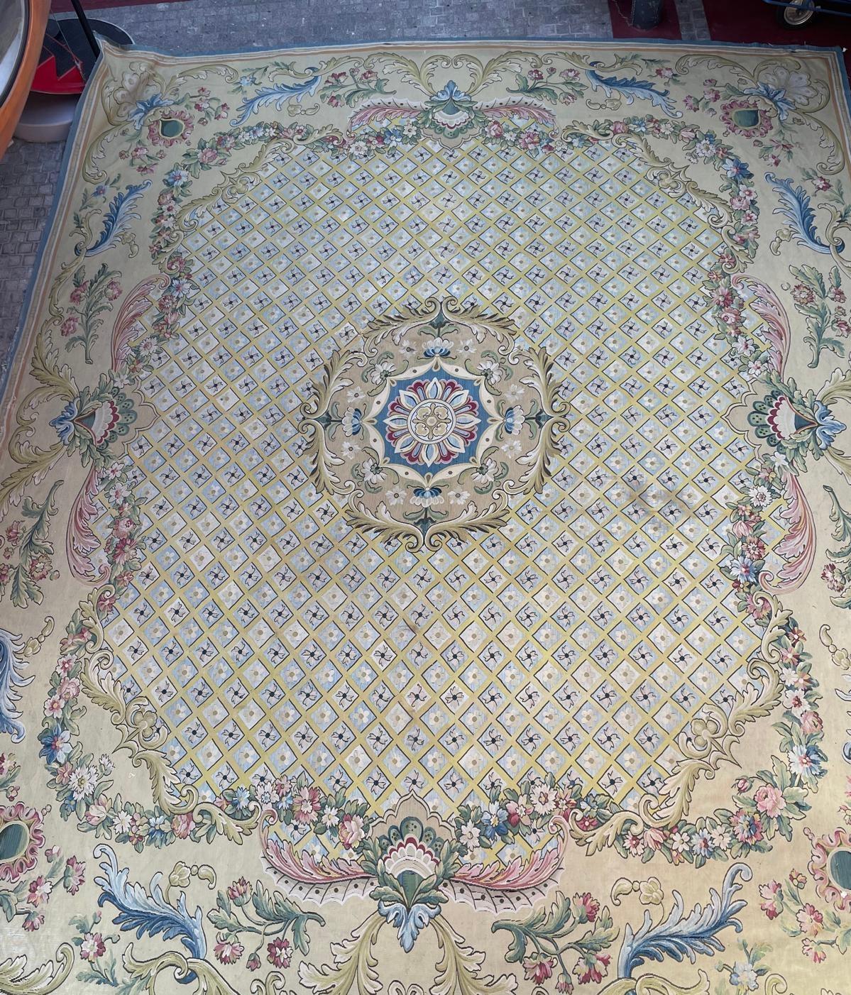 Wonderful palace size oversized antique French Aubusson rug carpet For Sale 1