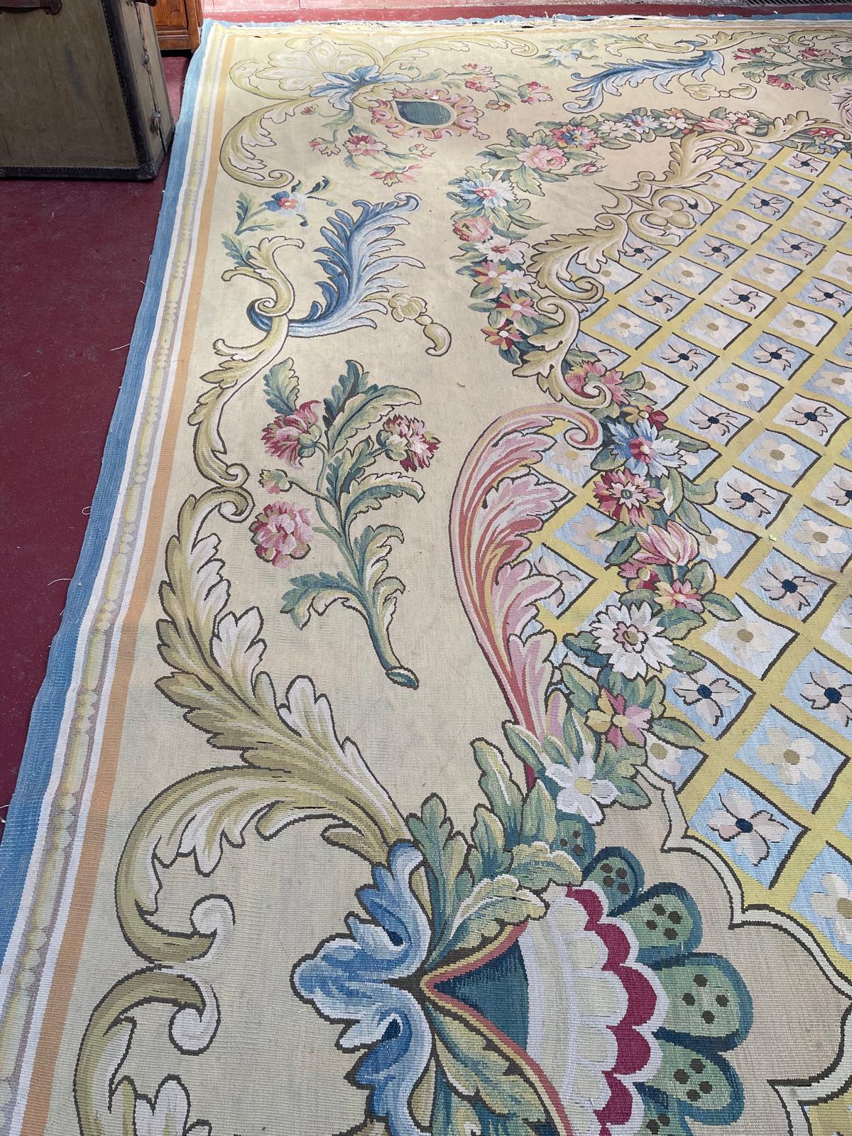 Wonderful palace size oversized antique French Aubusson rug carpet For Sale 2