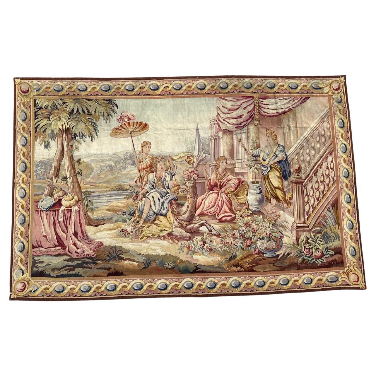 Maravilloso tapiz de Aubusson francés antiguo tamaño palacio de Bobyrug en venta