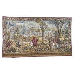 Merveilleuse tapisserie Jacquard des Flandres de style Aubusson "vieux Bruxelles" de la taille d'un palais