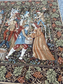 Merveilleuse tapisserie jacquard de style Aubusson "Vendanges" de la taille d'un palais en Flandre