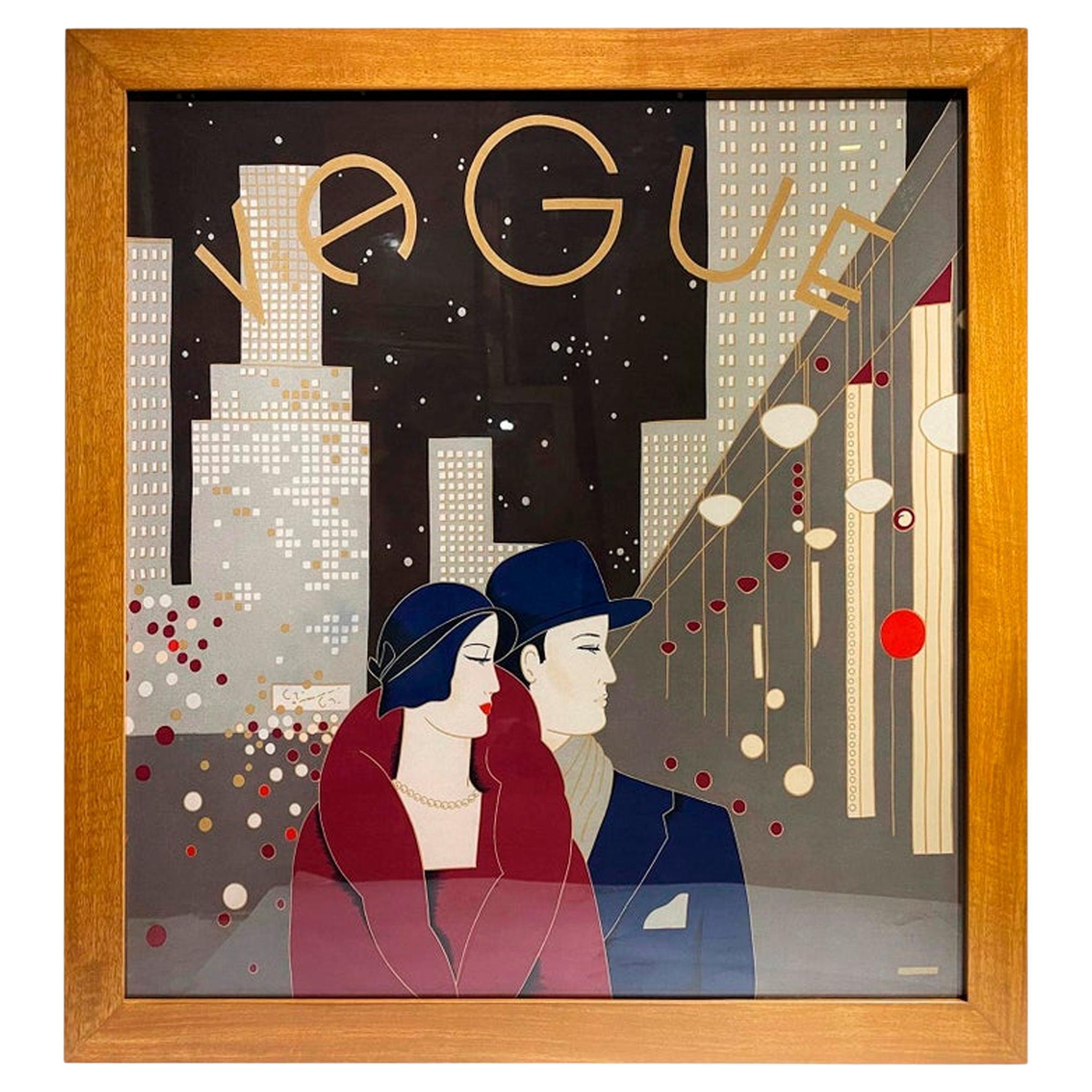 Wonderful “Pancaldi” Framed Silk Scarf Typical Art Deco Style