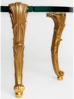 Wonderful P.E. Guerin Louis XV Leaf Cartouche Bronze Glass Coffee Cocktail Table