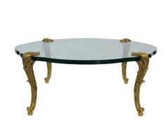 Wonderful P.E. Guerin Louis XV Leaf Form Bronze Glass Coffee Cocktail Table