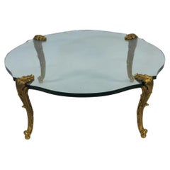 Wonderful P.E. Guerin Louis XV Leaf Form Bronze Glass Coffee Cocktail Table