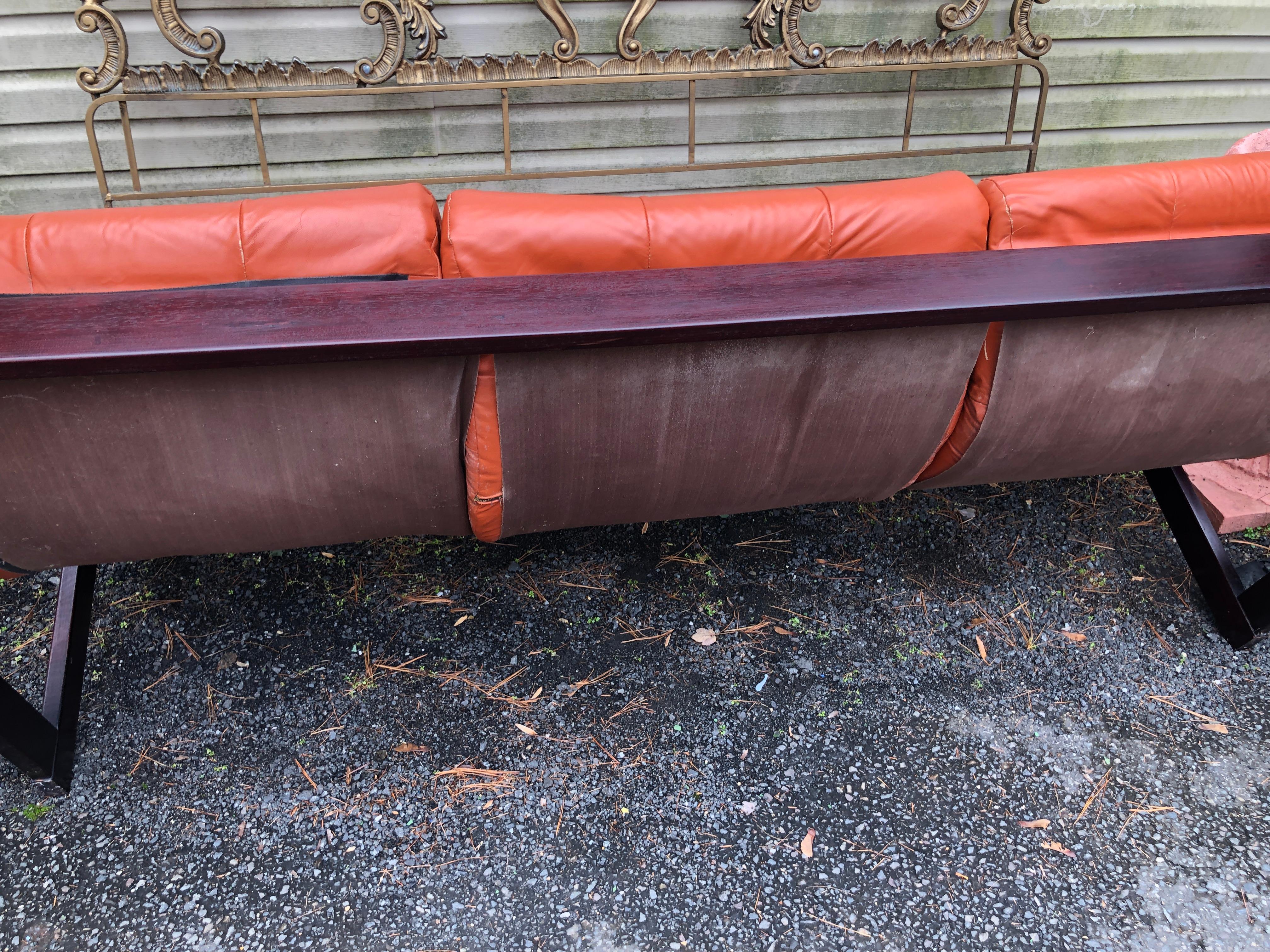 Mid-Century Modern Wonderful Percival Lafer Rosewood 3 Seater Cognac leather 