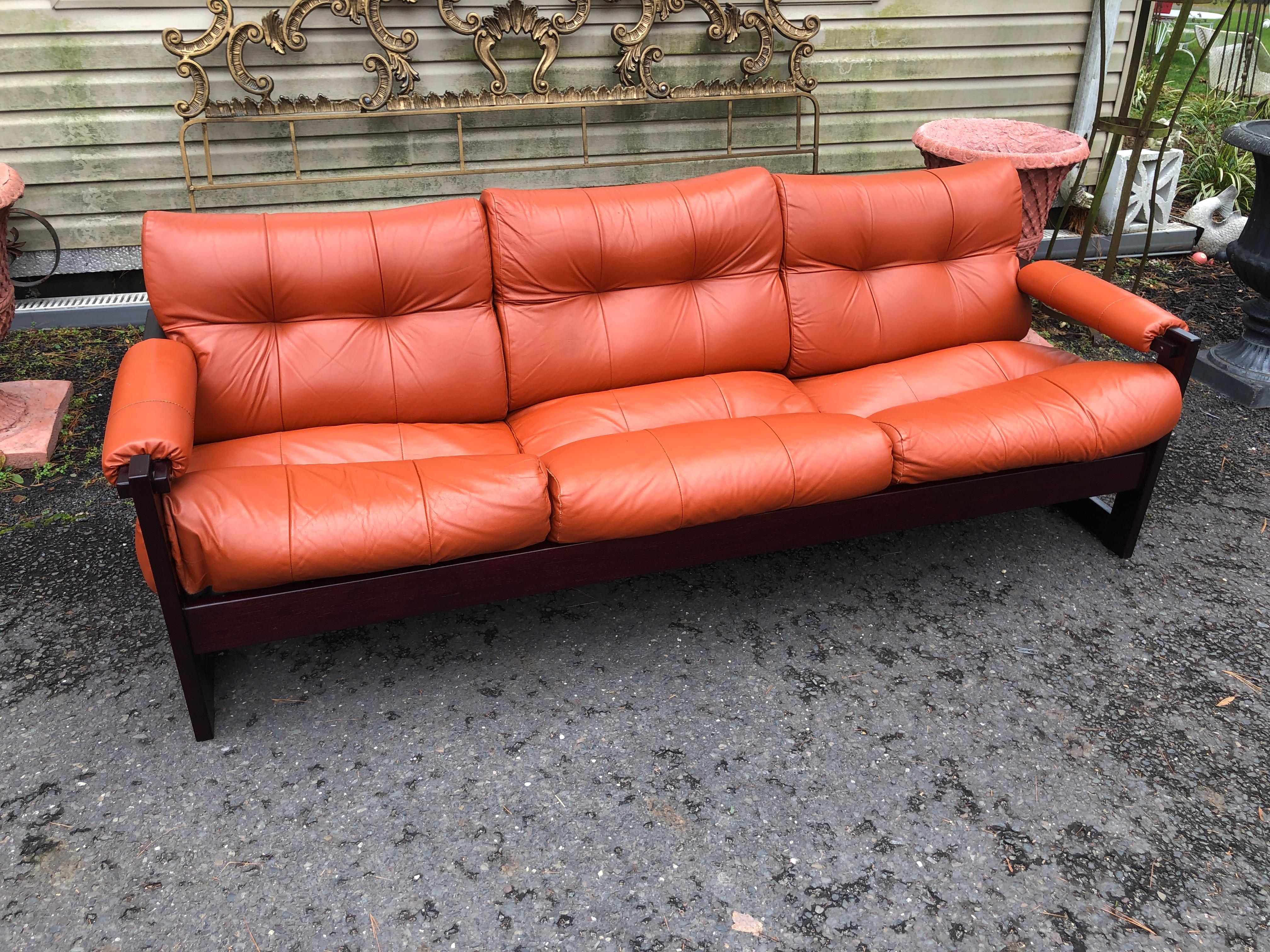 Late 20th Century Wonderful Percival Lafer Rosewood 3 Seater Cognac leather 