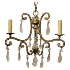 Wonderful Petite Baguès Rock Crystal Silver Gilt Crystal Beaded Chandelier