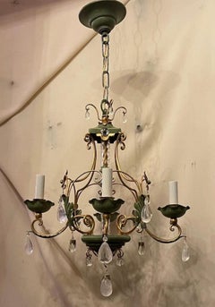Wonderful Petite Four Light Maison Baguès Rock Crystal Tole French Chandelier