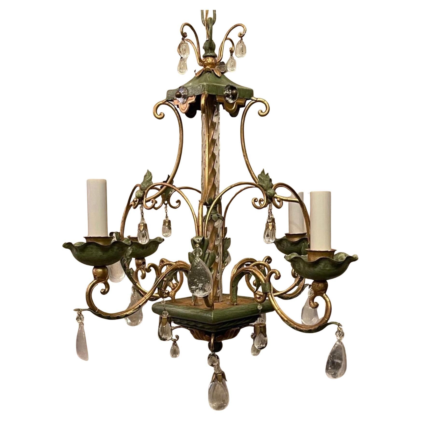 Wunderschöner Petite Four Light Maison Baguès Bergkristall-Kronleuchter Französisch im Angebot